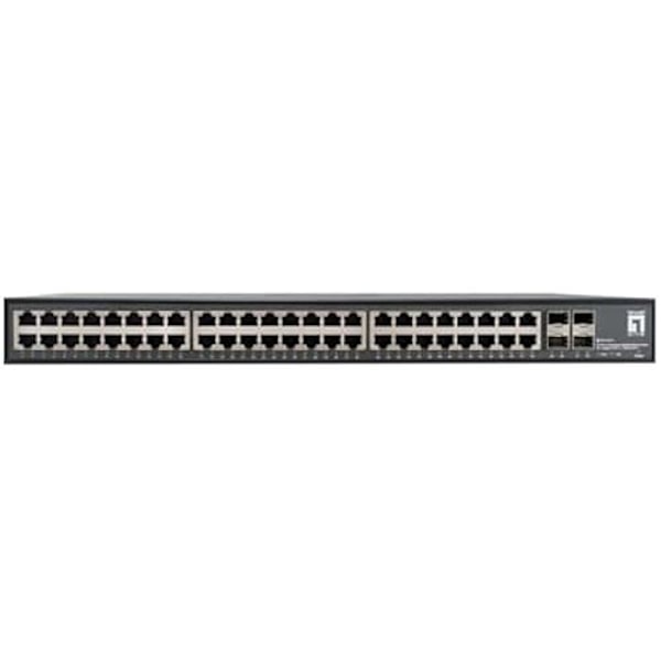 Gigabit Ethernet-switch utan hantering LEVELONE GTU-5211 - 52 portar - 48 x Gigabit RJ45 - 4 x 10GbE SFP+ Svart