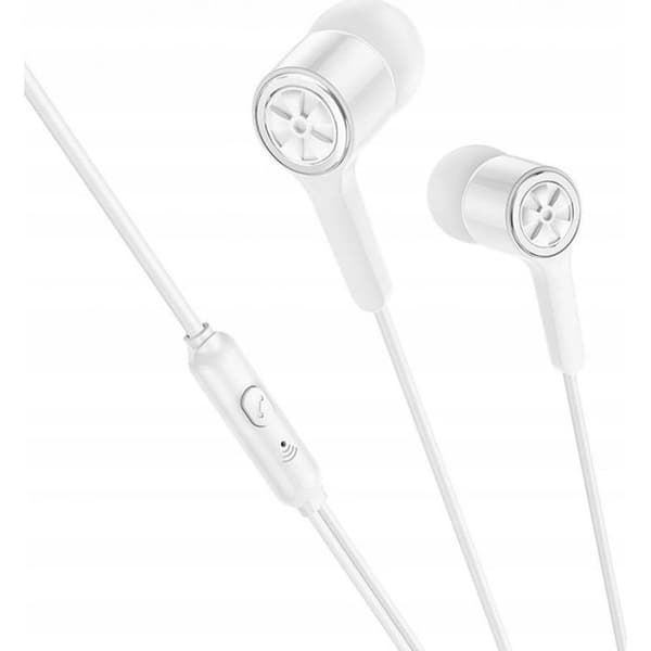 Hörlurar - HOCO - M104 - Trådad - Jack 3,5 mm - Inbyggd mikrofon - Vit Vit