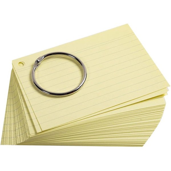 Fickor bristol - A6 148x105mm - Linjer - Perforerade - Med ring - Exacompta Gul, Rosa, Blå, Grön, Vit (slumptäc