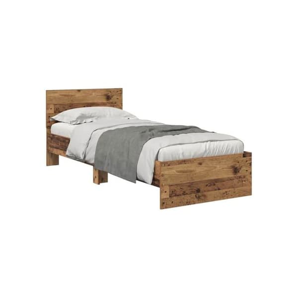 Gammal trä sängram - vidaXL - 75x190 cm - Ingenjörsträ - Dynamisk belysning - USB - Elegant design
