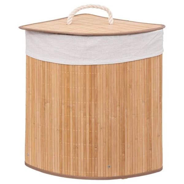 Vinklad tvättkorg i bambu 48L - 5five beige