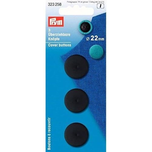Prym-klädda knappar, plast, svart, 22mm, 3st - PRYM323258