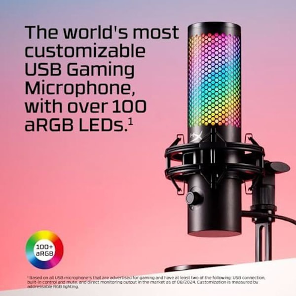 Mikrofon USB - HYPERX - QuadCast 2 S - RGB-belysning - Tap-to-Mute - Streaming/Podcasting Svart