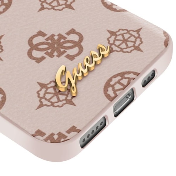MagSafe-skal för iPhone 16 med tryckt Peony Script-logotyp i relief Guess Ljusbrun