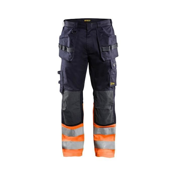 Arbetsbyxa - BLAKLADER - Marin/neonorange - Brandbeständig - Herr - Multinormer Marinblå/neon orange 46