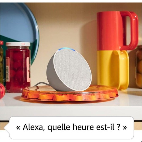 Alexa Echo Pop - Kompakt Bluetooth- och Wi-Fi-ansluten högtalare med rikt ljud, med Alexa - Vit Vit