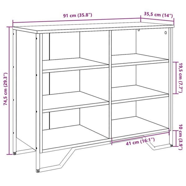 vidaXL Buffé sonoma grå 91x35,5x74,5 cm ingenjörsträ 848552