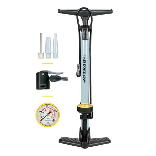 Dunlop Cykelpump med Manometer Vit