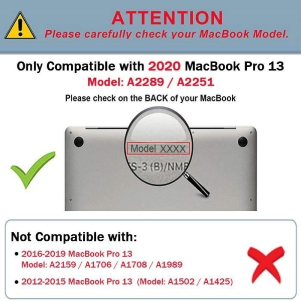 TECOOL 2020 MacBook Pro 13 tum modell A2338(M1) A2251 A2289 Fodral med EU-tangentbordsskydd - grå Grå