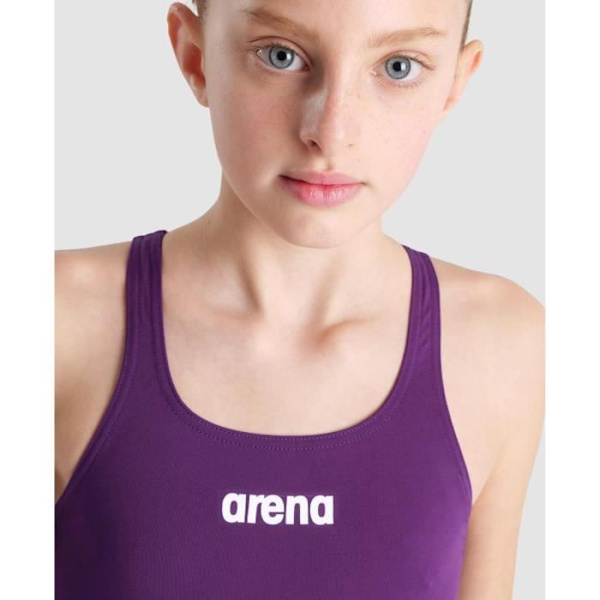 Arena Team Pro Solid baddräkt i 1 delar för flickor Plommon/vit 8-9 år gammal