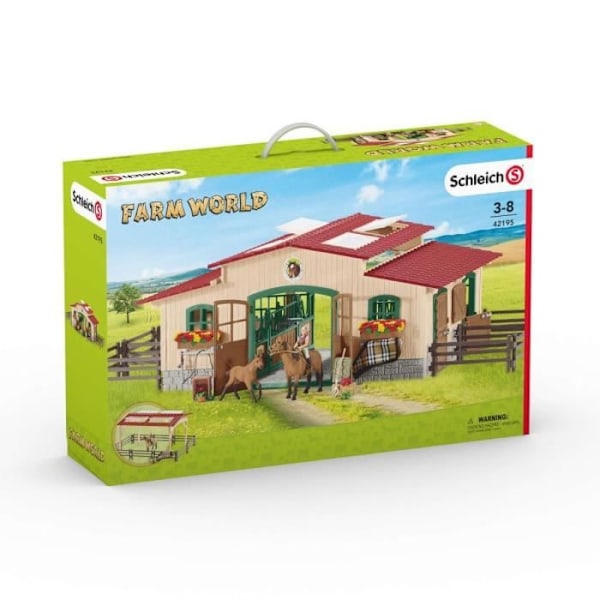 SCHLEICH - Stall med hästar - 42195 - Farm World range - Blandat - Barn - Box Flerfärgad