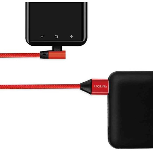 USB 2.0-kabel USB-A till USB-C hane 1m röd