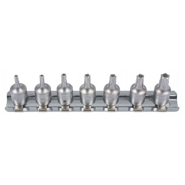 Set med 5-punkts TS 1/4" skruvhylsor på skena - KSTOOLS - 7 delar i stål