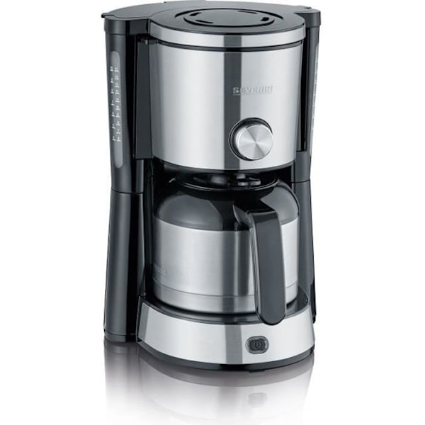 SEVERIN KA4845 isolerad filterkaffebryggare - 8 koppar - 1 L - 1 000 W - Aromaväljare - Rostfritt stål/Svart