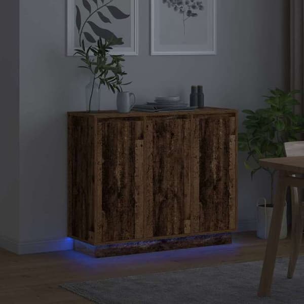 vidaXL Buffé LED Gamla trä 90 x 32 x 75 cm Ingenjörsträ 869680