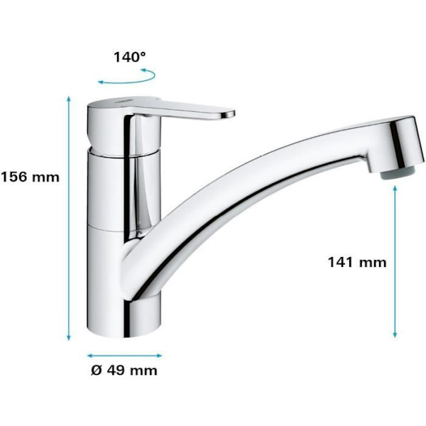 GROHE Start Eco diskbänksblandare - Krom - Låg pip - Metall Krom
