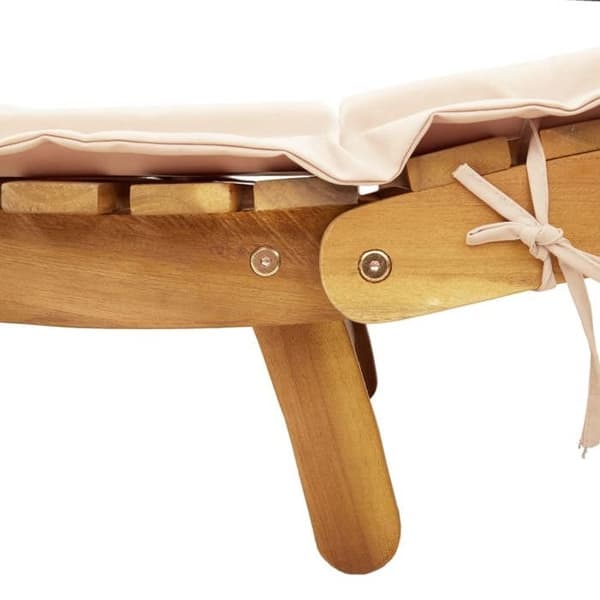 vidaXL Chaise longue med beige kudde i solid akaciaträ 367635 beige