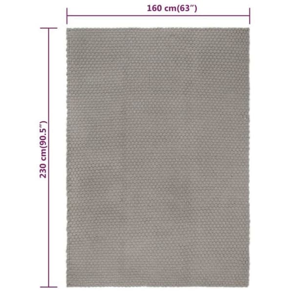 vidaXL rektangulär matta Grå 160x230 cm Bomull 345122