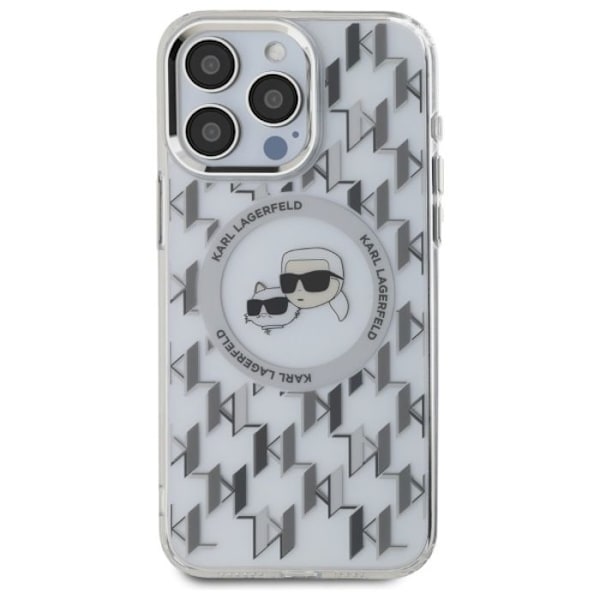 Coque MagSafe Karl Lagerfeld IML Monogram Karl & Choupette för iPhone 16 Pro Max (transparent)