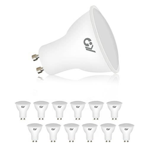 GY-paket med 12 GU10 LED-lampor, 8W 80W ekvivalent, 800 lumen, kallvit 6500K, 120° breda strålar, enhetligt och mjukt ljus