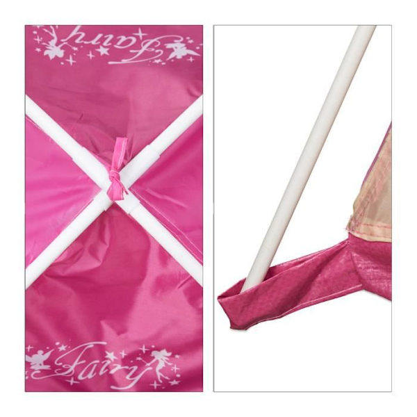 Relaxdays inomhus barntält flicka lektält utomhus Fairy Pink Princess 3 år HxBxD: 90 x 118 x 115 cm, Rosa Rosa