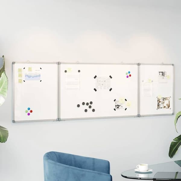 Magnetisk vikbar whiteboard - vidaXL - 200x60x1,7 cm - Magnetisk yta - Vikbar - Väggmontering - Aluminium