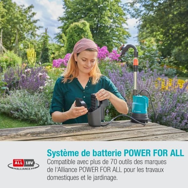 Dränkbar pump för regnvattenuppsamlare Gardena 2000/2 18V P4A blått och svart