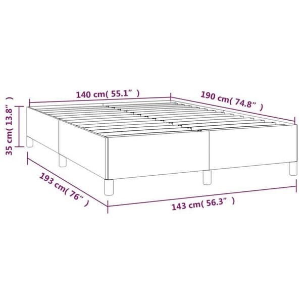 vidaXL Sängram utan madrass ljusgrå 140x190 cm sammet 347318