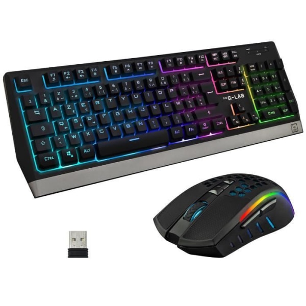 G-Lab Combo Tungsten (IT) - Trådlöst tangentbord/musset för spelare - membranomkopplare - 2400 dpi optisk sensor -