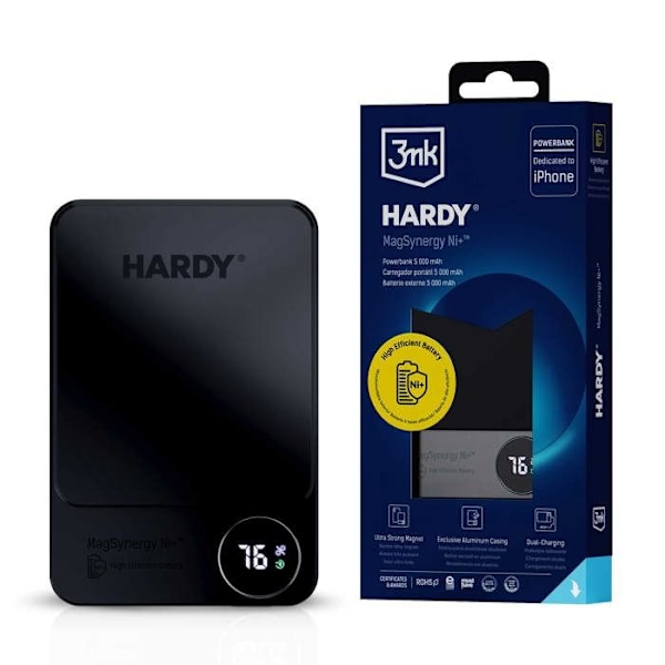 Accessoarer - Batteri 3mk HARDY MagSynergy Ni+ 5 000 mAh 22,5 W USB 1C1L - Svart