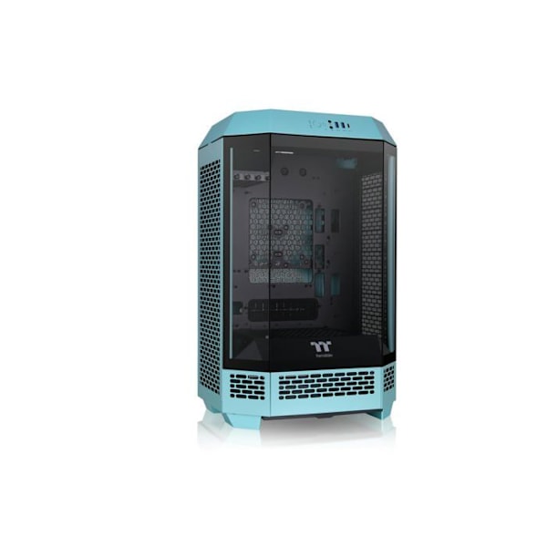 PC-chassi - Thermaltake - Tower 300 - Mikro Tur - Kompatibel med Mini-ITX/Micro-ATX - 2 förinstallerade fläktar Turkos