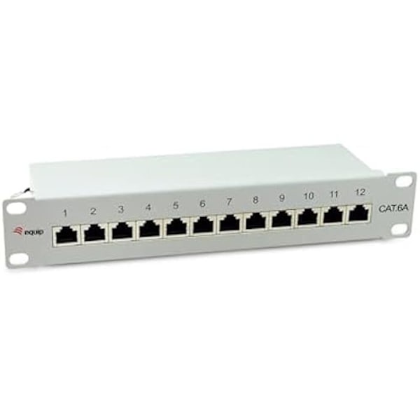 Sammanställningspanel - EQUIP - 326523 - 12 portar kategori 6A - 10" - Ljust grå stål Ljusgrått