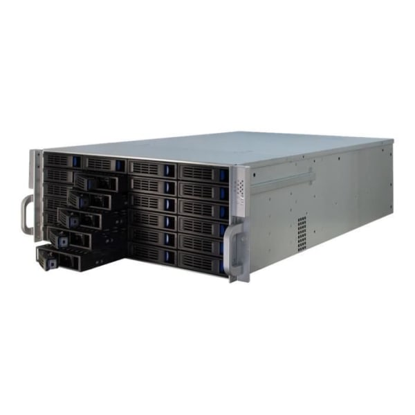 Inter-Tech IPC 4U-4424 rackmonterbart hölje - utökat ATX - 24 fack - 2 x USB 3.0 Svart, Silver