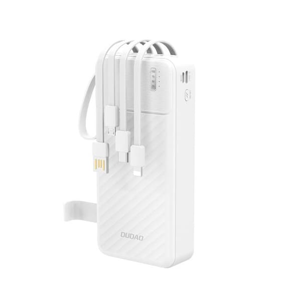 Extern batteri K11 Pro 20 000 mAh med integrerade kablar - Vit