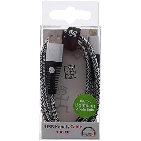 USB-datakabel - 2GO - Lightning - 1 m - Nylonhölje - Metallkontakt