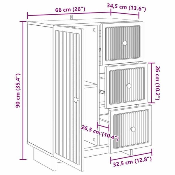 vidaXL Buffé Vit glänsande 66 x 34,5 x 90 cm Ingenjörsträ 893939