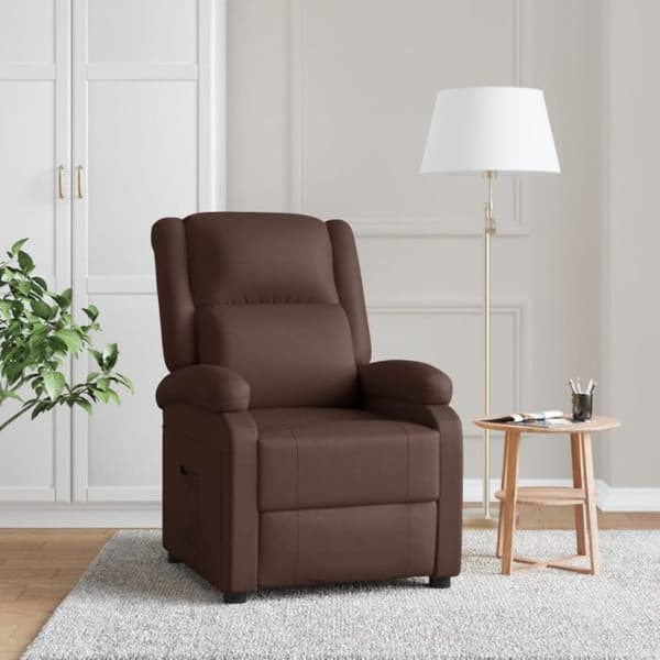 Brun konstläder fåtölj med lutning