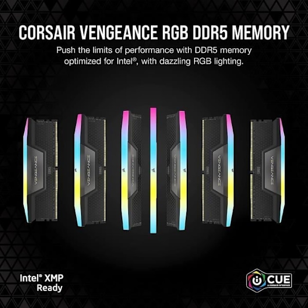 RAM-minne - CORSAIR - Vengeance RGB DDR5 RAM 64GB (2x32GB) 6400MHz CL32 - Svart