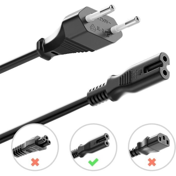 deleyCON 5m Euro strömkabel 8 liten apparat TV Blu-Ray DVD-mottagare elektrisk utrustning - Svart