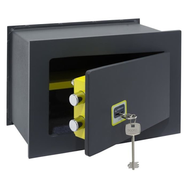 Arregui Ideal 10 281320 Väggmonterat kassaskåp, 10 mm hög säkerhet, nyckelöppning, liten 23 x 35 x 20 cm, 10 L mörkgrå