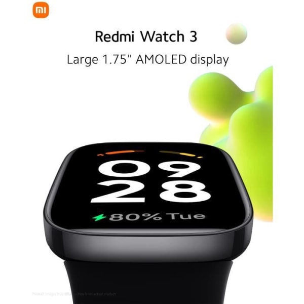Redmi Watch 3 Smartwatch - 1,75" AMOLED-skärm, 12-dagars batteritid, pulsmätning, global version