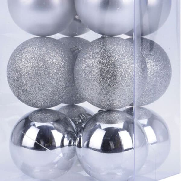 Set med 16 silvriga julkulor - 5 cm Silver