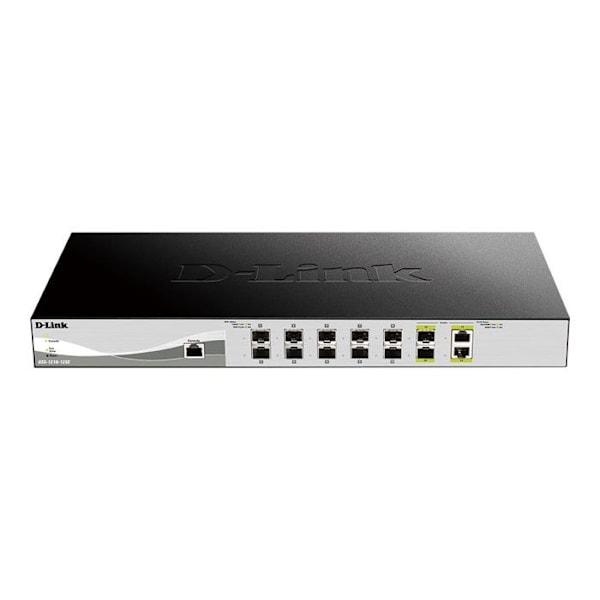 Commutator - DLINK - Smart 12 portar - 10xSFP+ + 2xCombo 10G - Självständig - Intelligent hantering Svart, Silver