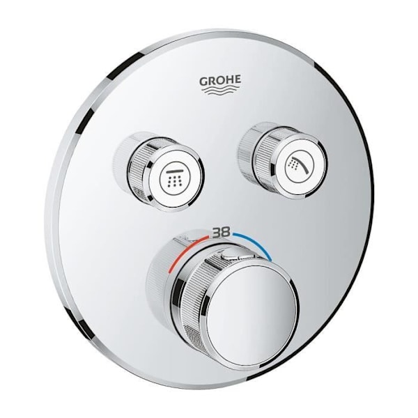 Termostat - Grohe - Grohtherm SmartControl - 2 uttag - Krom - Infälld installation Grå