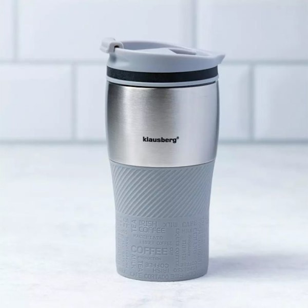 Muggtermos - KLAUSBERG - KB-7626 - Rostfritt Stål - 320 ml - Dubbelvägg grå