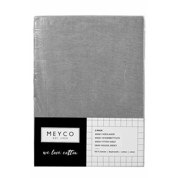 Meyco påslakan för madrass - 563204 - Set med 2 st 100% bomullsjersey påslakan för spjälsäng Grå 40 x 80/90 cm