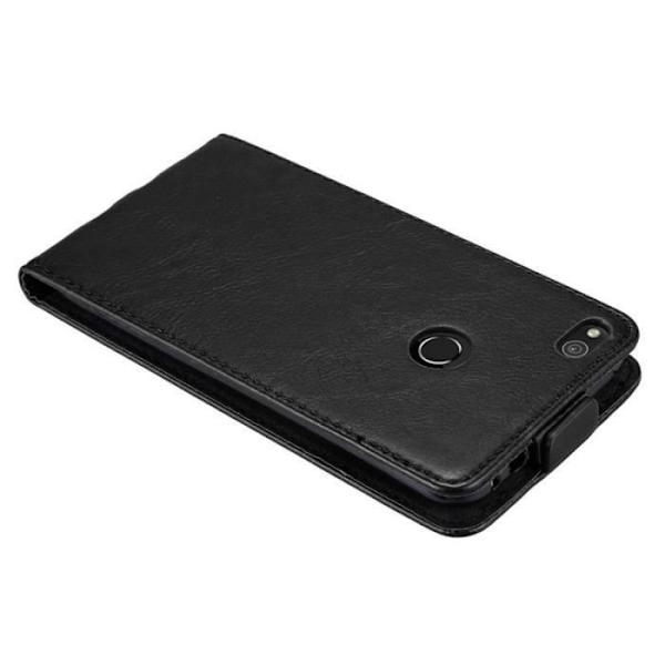 Skyddshölje - CADORABO - Huawei P8 LITE 2017 - Syntetiskt läder - Flip - Magnetisk stängning Svart