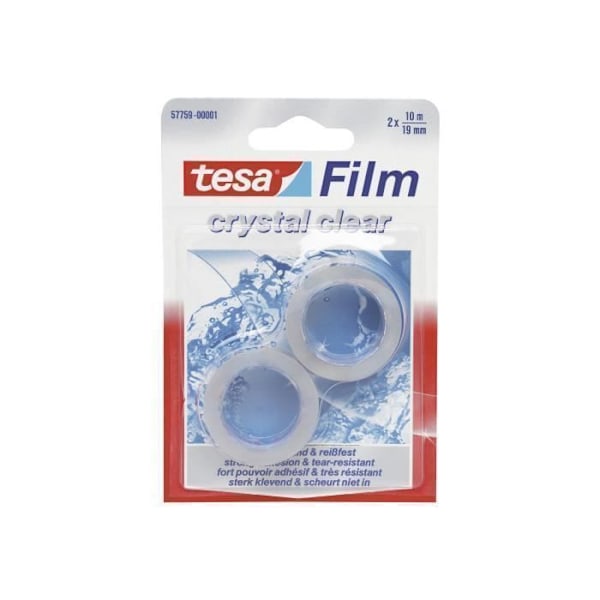 tesafilm kontorstejp 19 mm x 10 m Kristallklart polypropenark (2-pack)