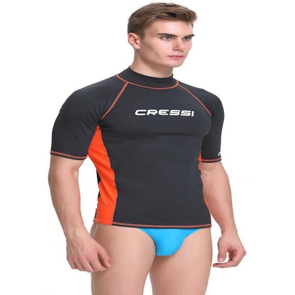 Cressi - XLW478405 - Rash Guard T-shirt herr (paket med 1) Svart/Orange XL