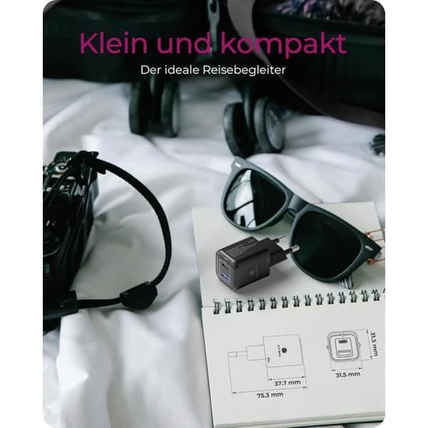 Strömförsörjning - ICY BOX - IB-PS1020-PD - 20W - USB-C - USB-A - Snabbladdning